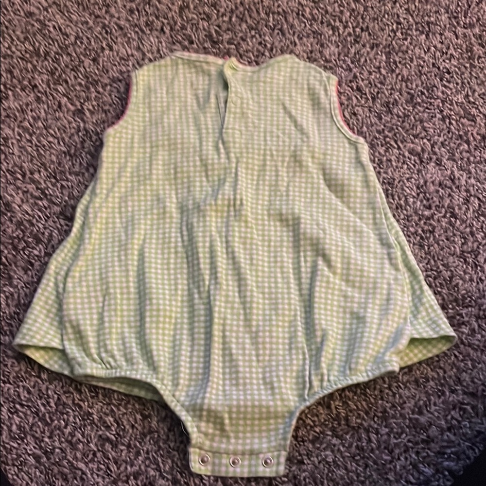 Child of Mine Green Gingham Baby Dress with Flower - Picture 8 of 10